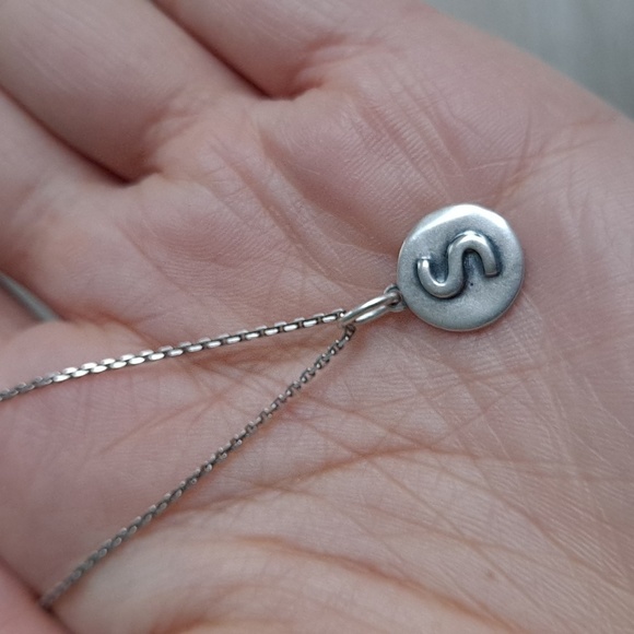 NWT Kendra Scott Letter Coin Necklace in Oxidized Sterling Silver - Picture 7 of 14